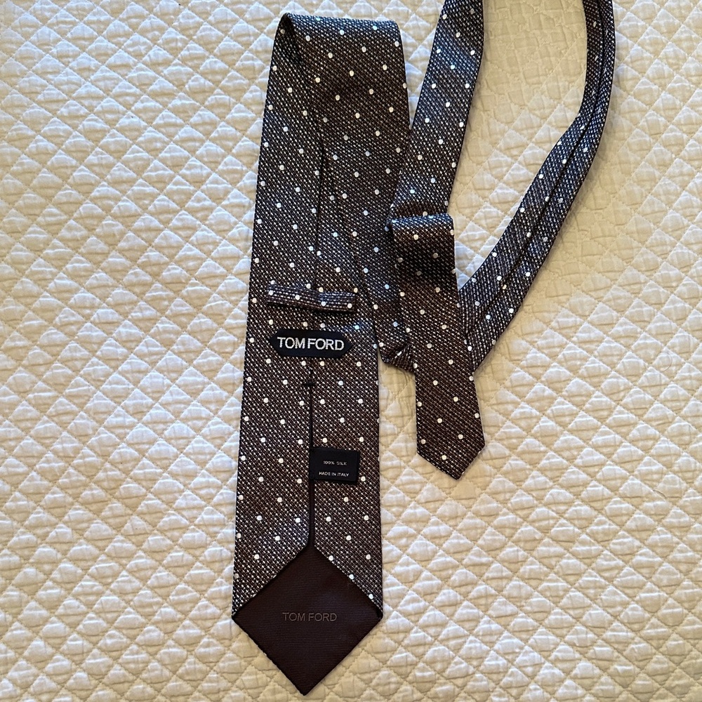 Tom Ford Brown and White Dotted Tie